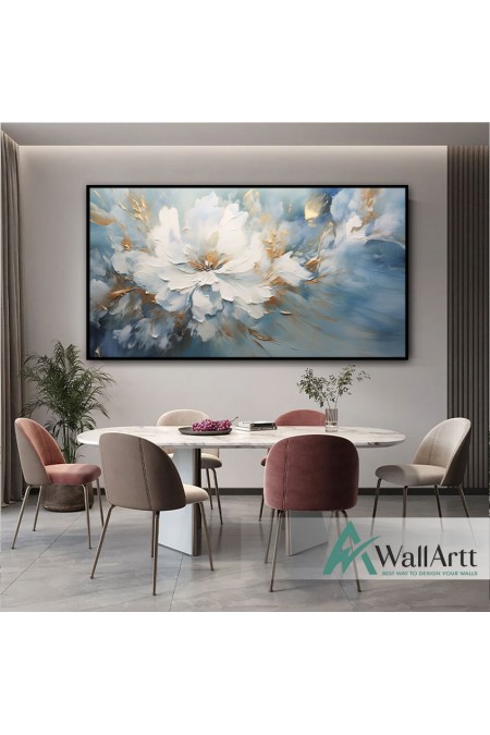 Blue White Flower II 3d Heavy Textured Partial Oil Painting